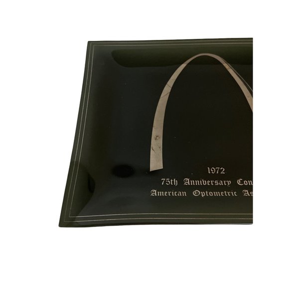 1972 Smoked Glass Trinket Dish 75th Anniversary Congress American Optometric - Picture 3 of 5